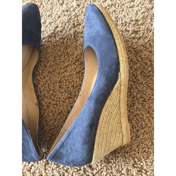 Eric Michael Navy Blue Suede Leather TEVA Wedge Almond‎ Toe Shoes Spain 38 7.5-8 - Picture 12 of 16